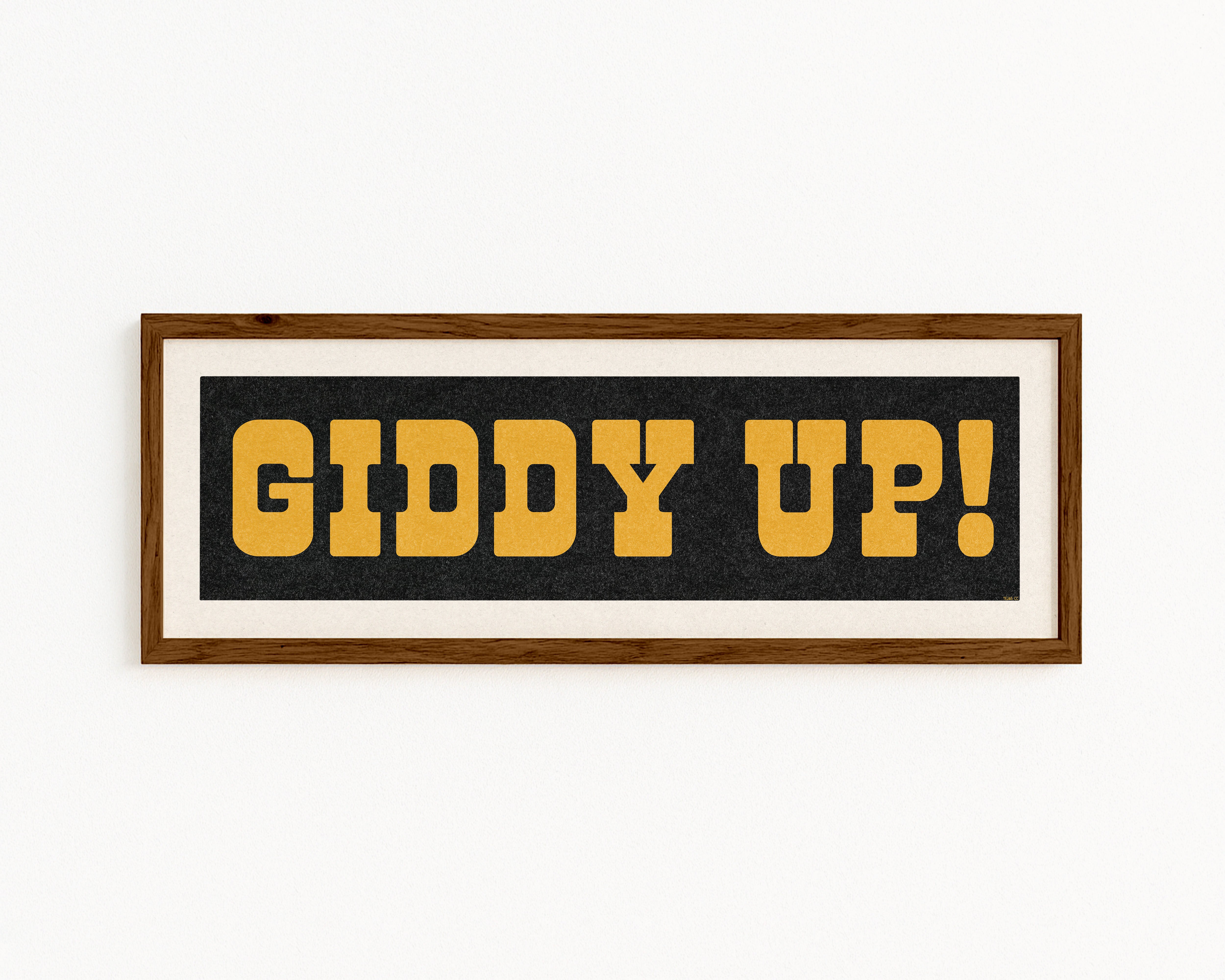 Framed GIDDY UP! Sign Black & Gold Art Print - Tejas Country Club