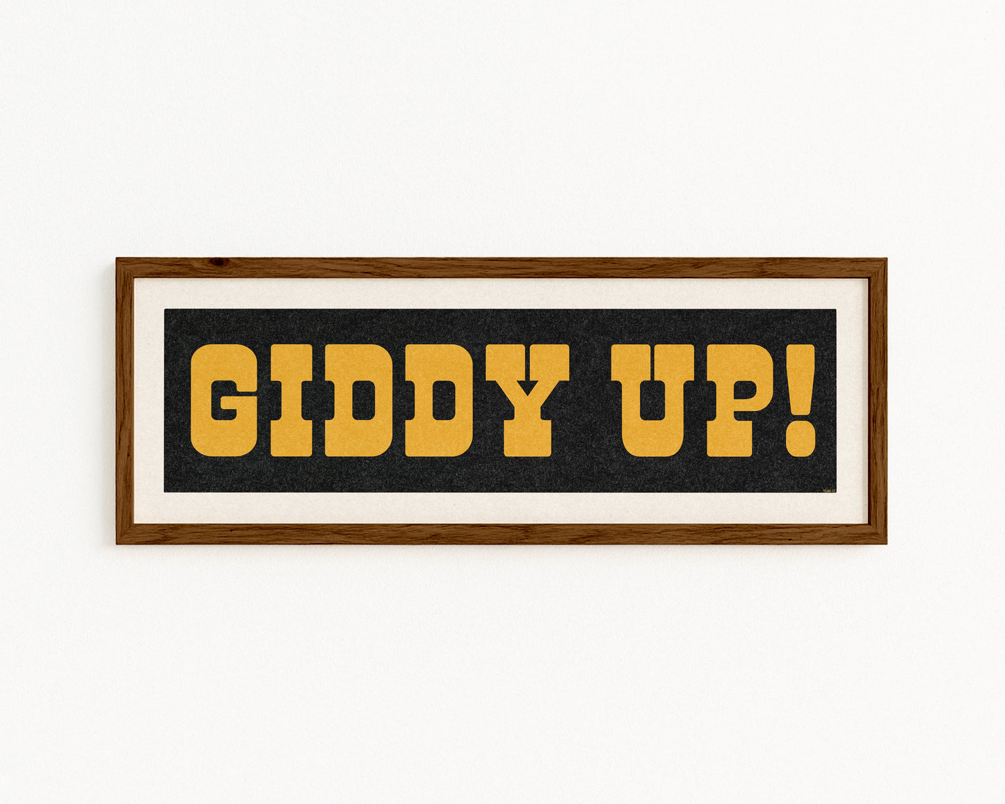 Framed GIDDY UP! Sign Black & Gold Art Print