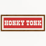 Framed HONKY TONK Sign Red & White Art Print - Tejas Country Club