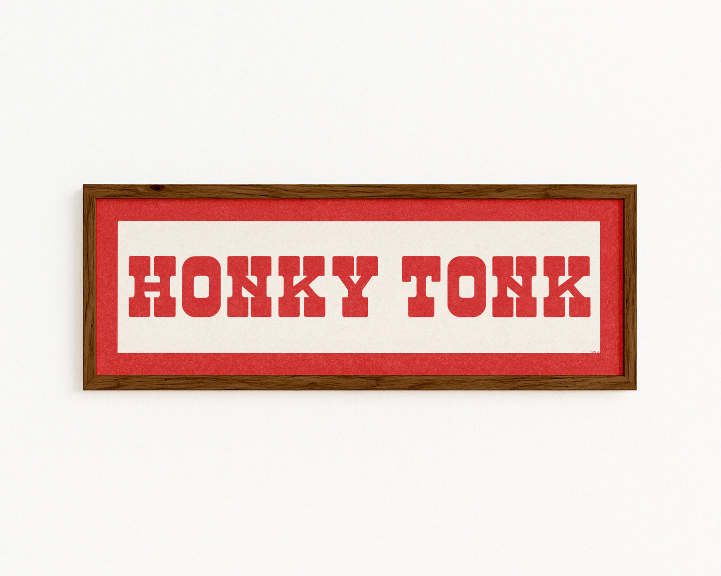 Framed HONKY TONK Sign White & Red Art Print