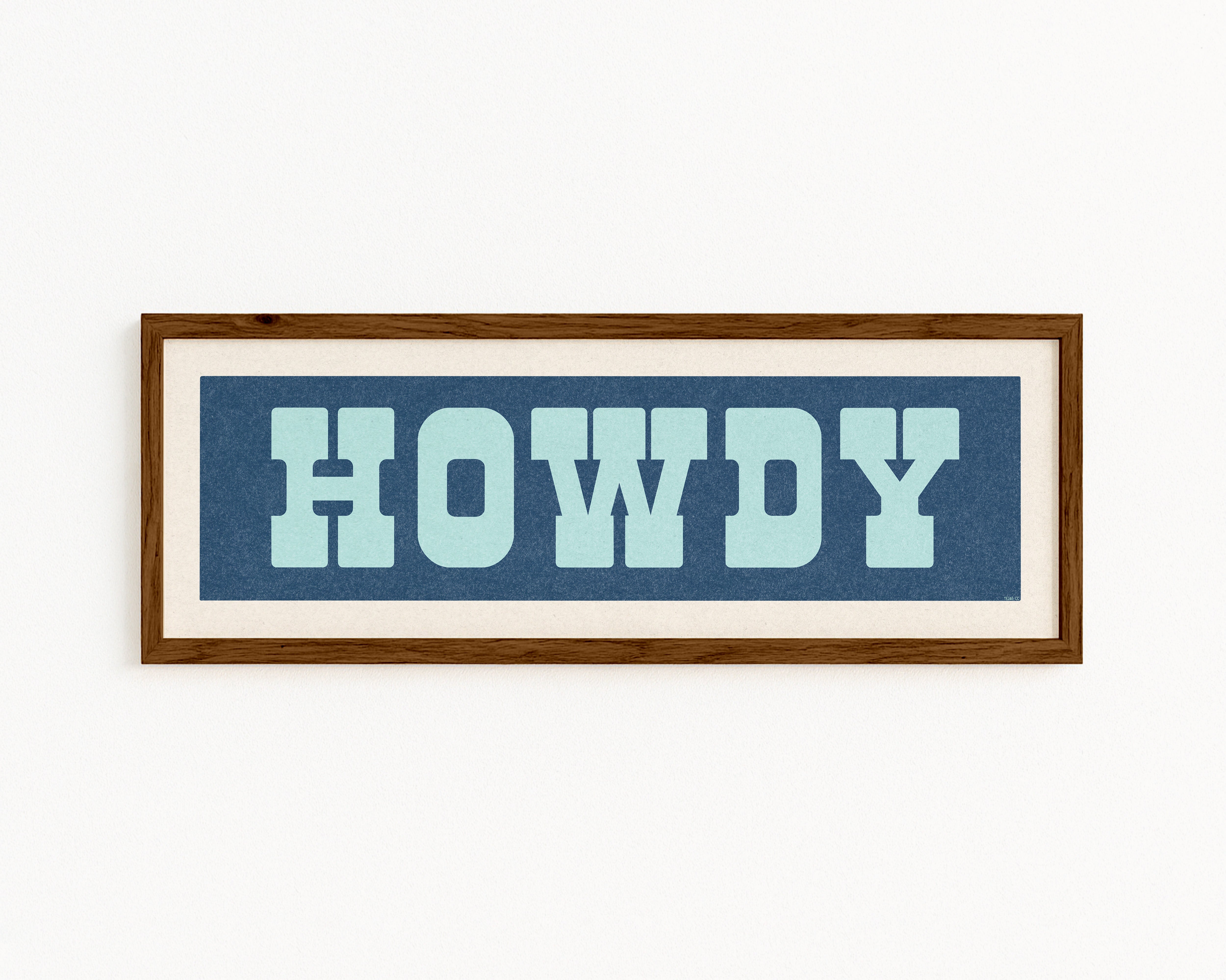 Framed HOWDY Sign Blue & Aqua Art Print - Tejas Country Club