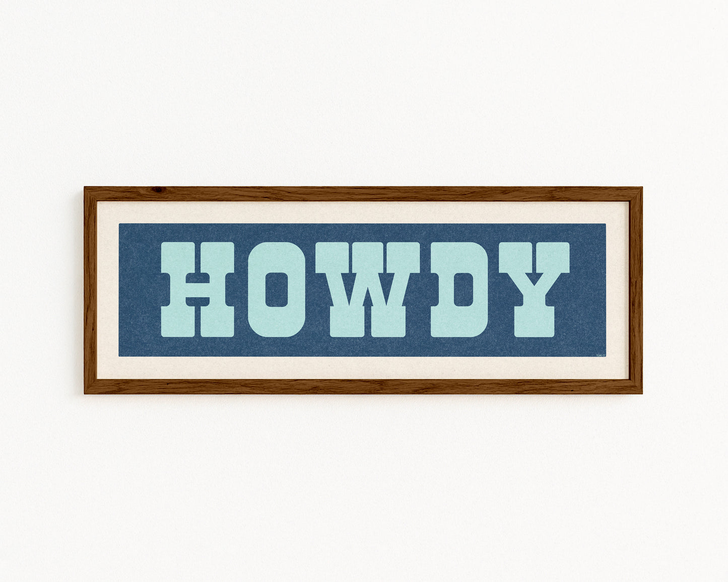 Framed HOWDY Sign Blue & Aqua Art Print