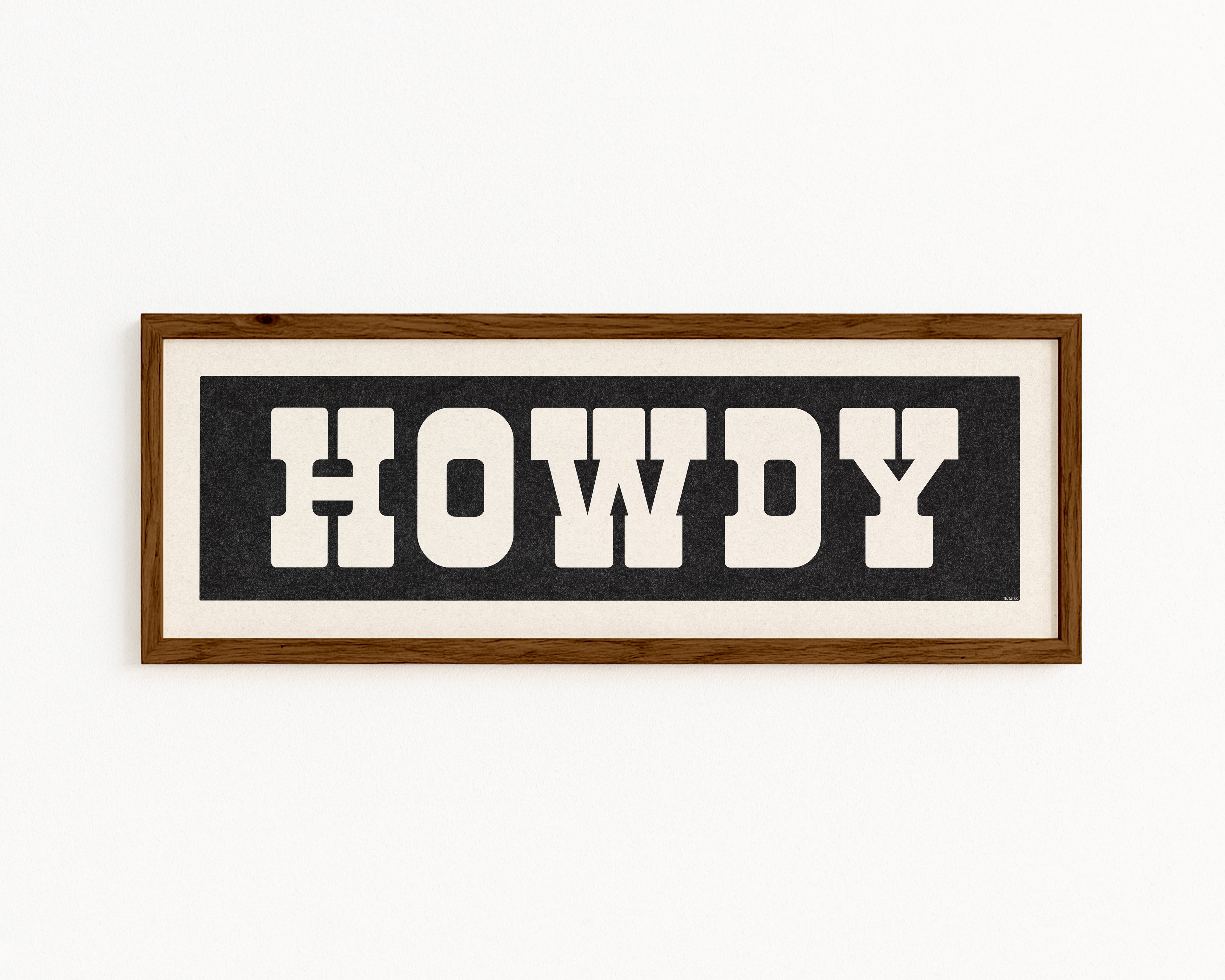 Framed HOWDY Sign Black & White Art Print - Tejas Country Club
