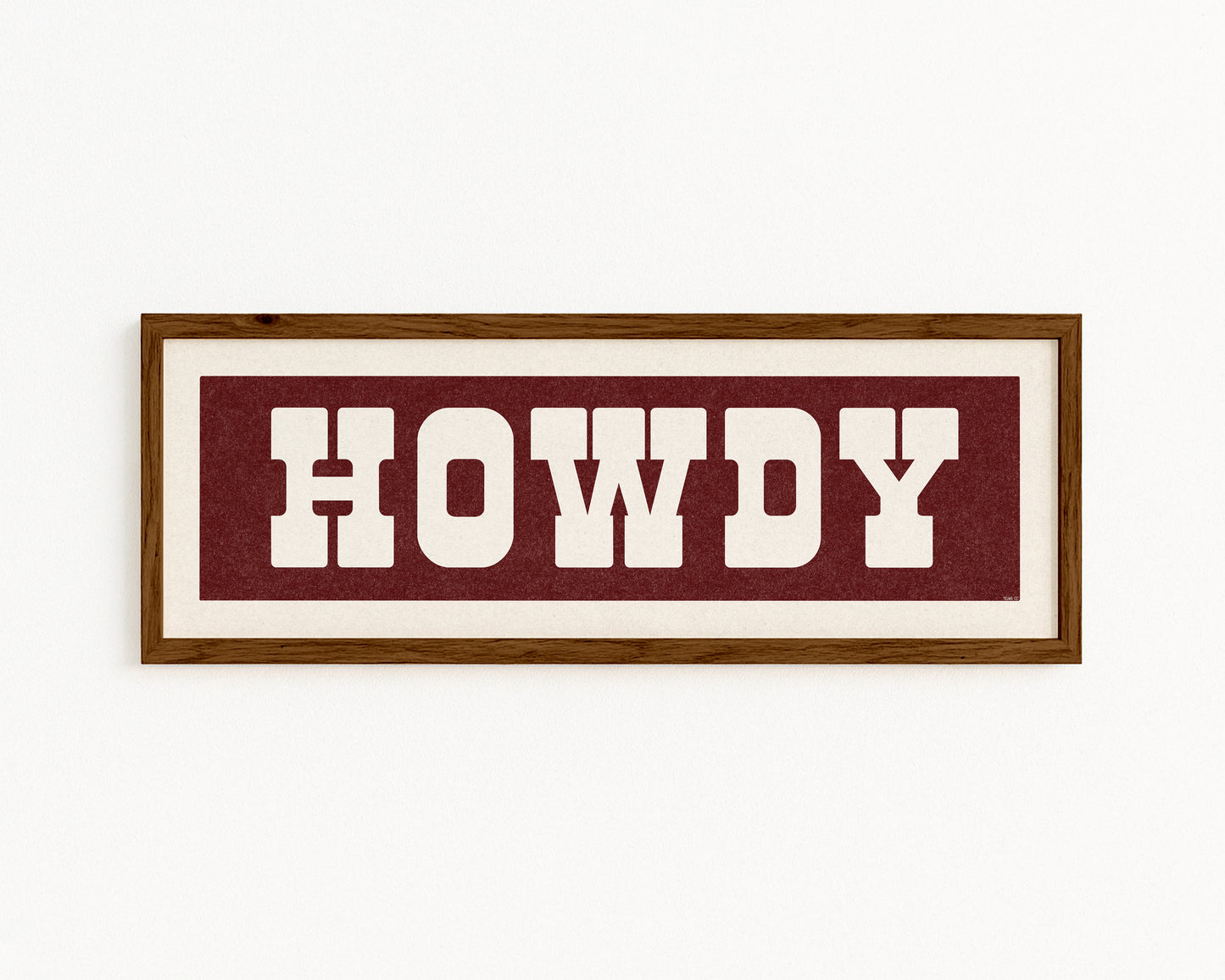 Framed HOWDY Sign Maroon & White Art Print