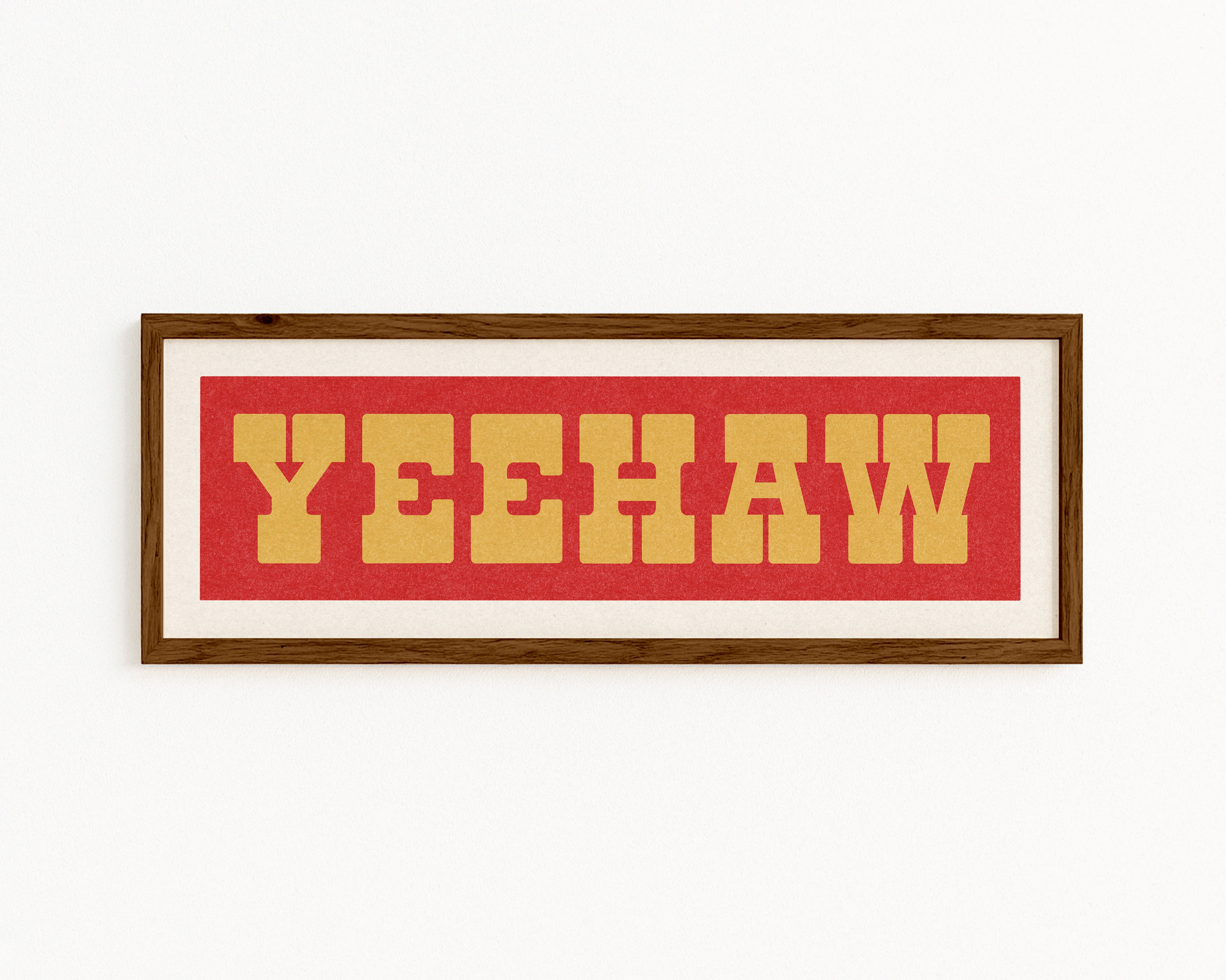 Framed YEEHAW Sign Red & Gold Art Print - Tejas Country Club