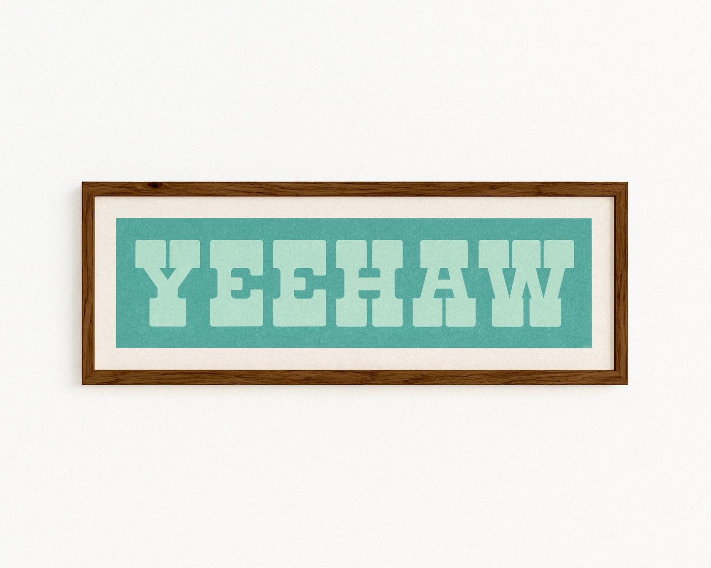 Framed YEEHAW Sign Turquoise & Mint Art Print