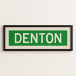 Framed Denton Green and White Bus Scroll - Tejas Country Club