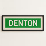 Framed Denton Green and White Bus Scroll - Tejas Country Club