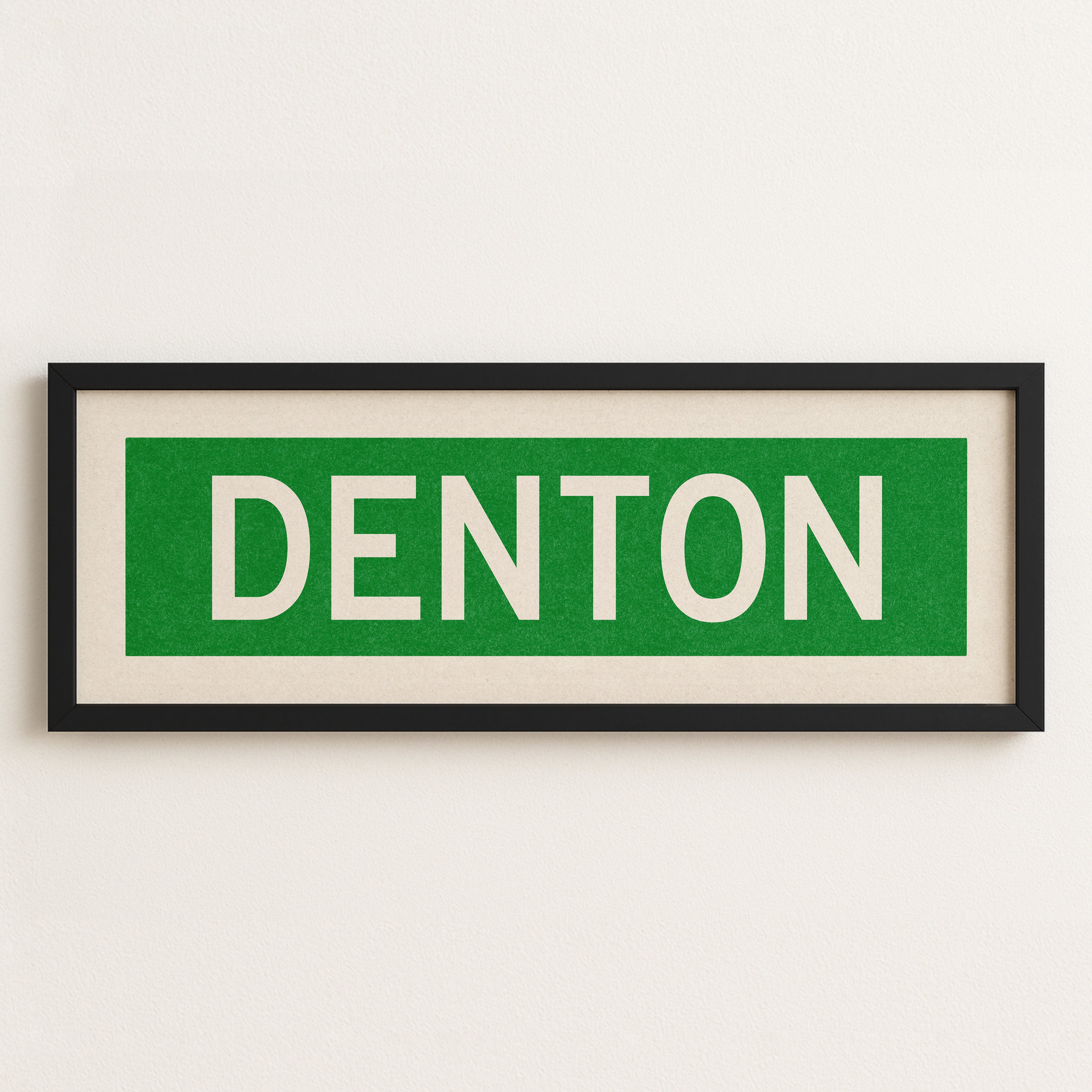 Framed Denton Green and White Bus Scroll - Tejas Country Club