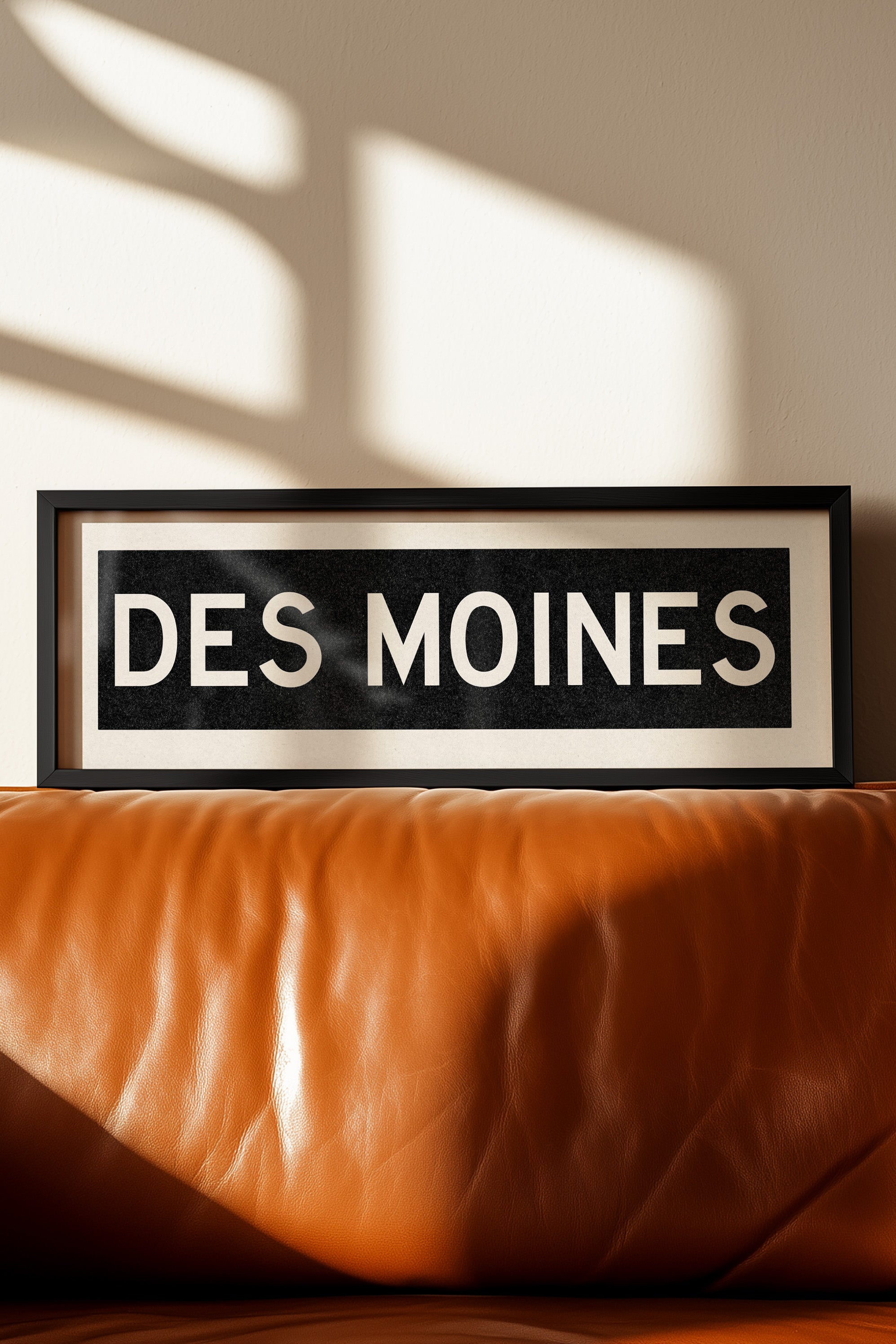 Framed Des Moines Iowa Bus Scroll Sign - Tejas Country Club
