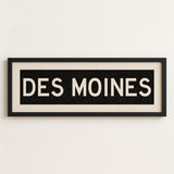 Framed Des Moines Iowa Bus Scroll Sign - Tejas Country Club