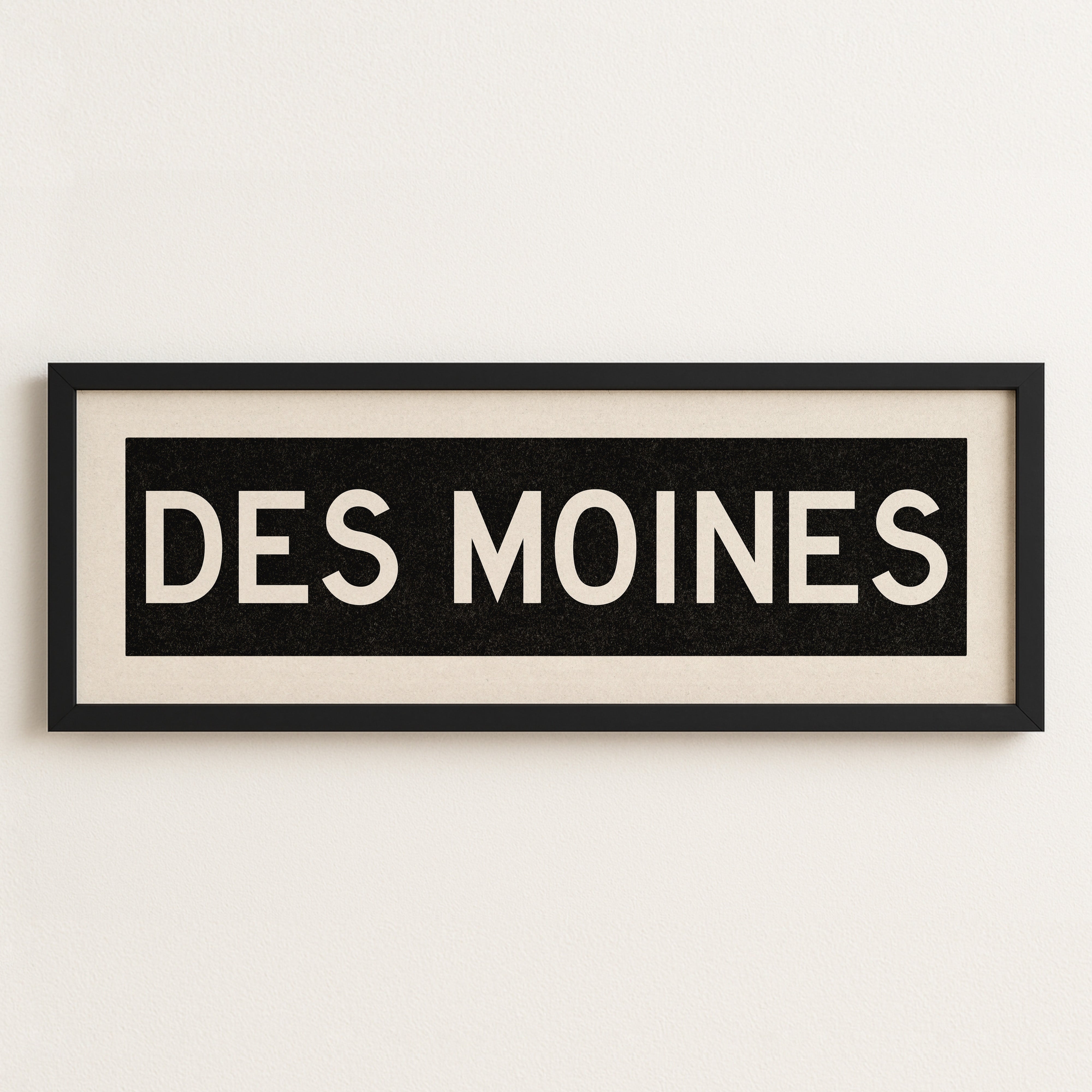 Framed Des Moines Iowa Bus Scroll Sign - Tejas Country Club