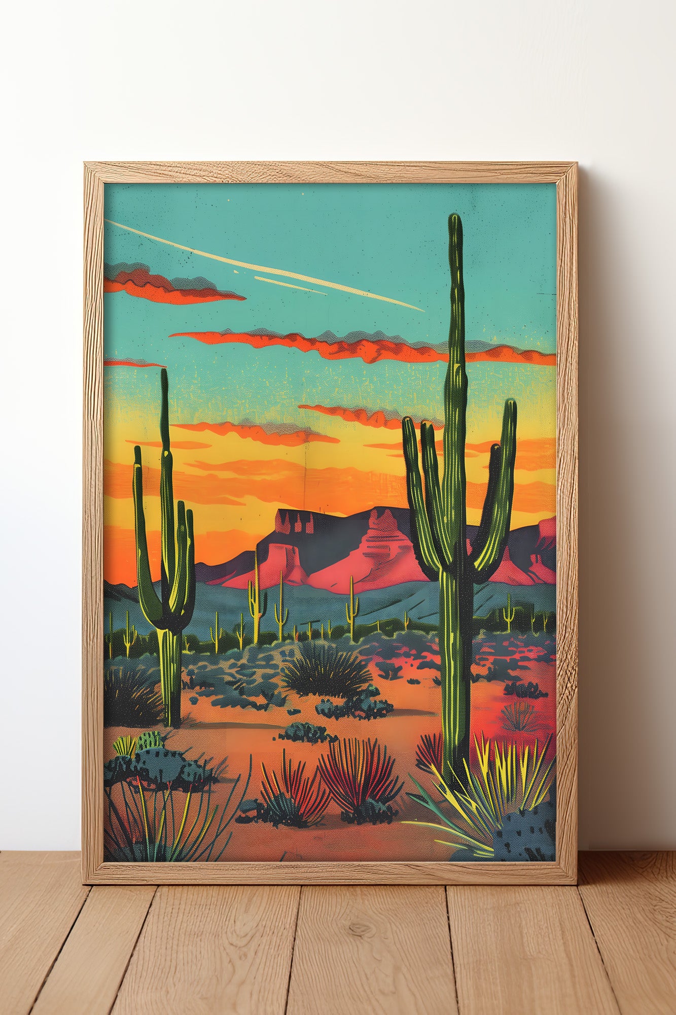 Vintage Postcard Colorful Landscape Desert Art Print