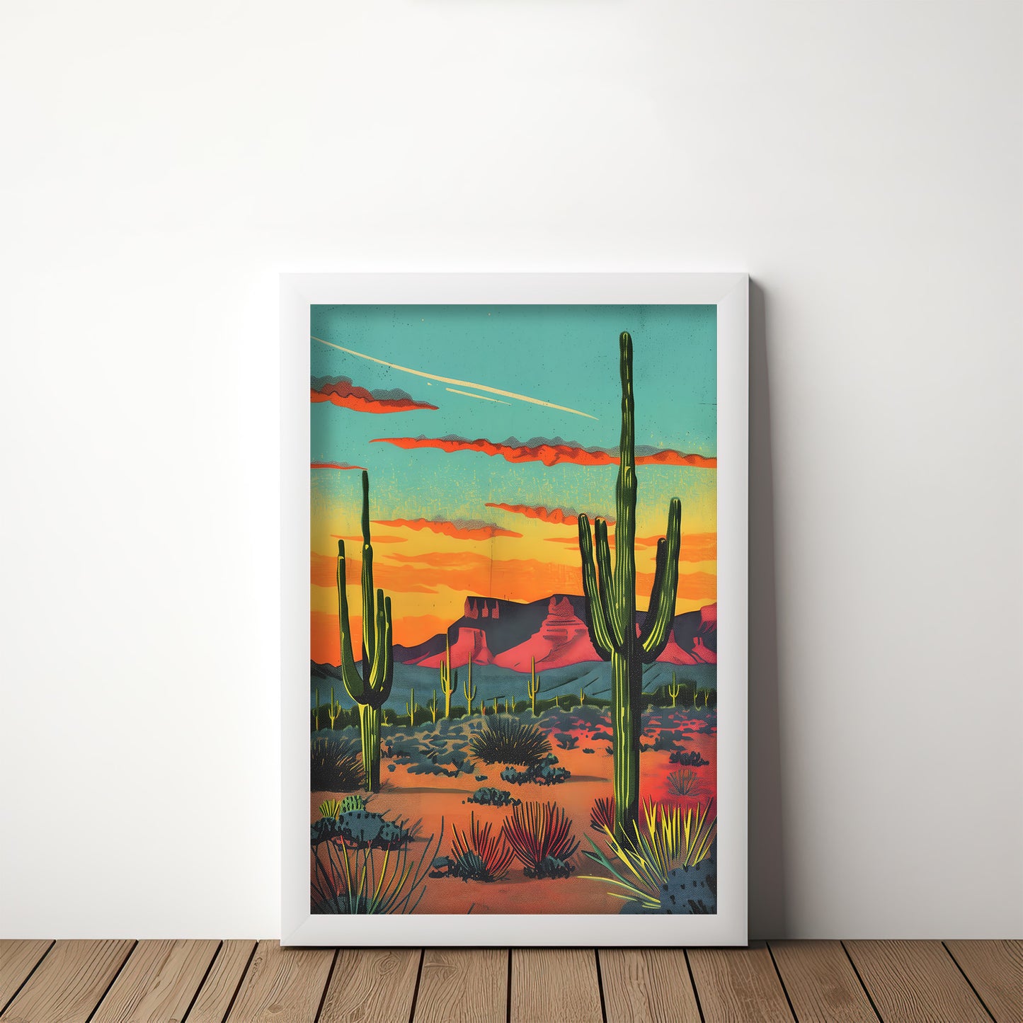 Vintage Postcard Colorful Landscape Desert Art Print