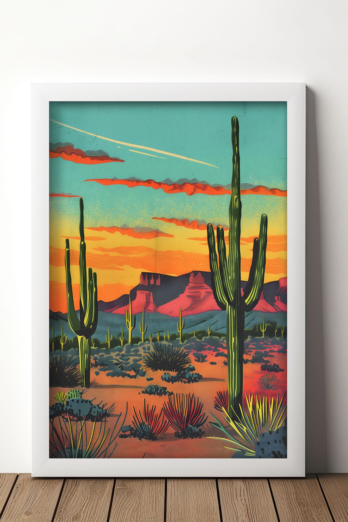 Vintage Postcard Colorful Landscape Desert Art Print