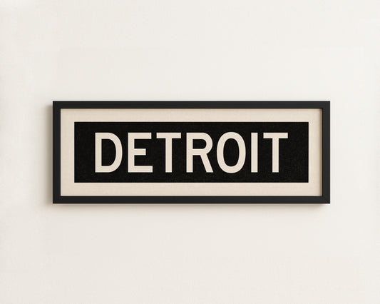 Framed Detroit Michigan Bus Scroll