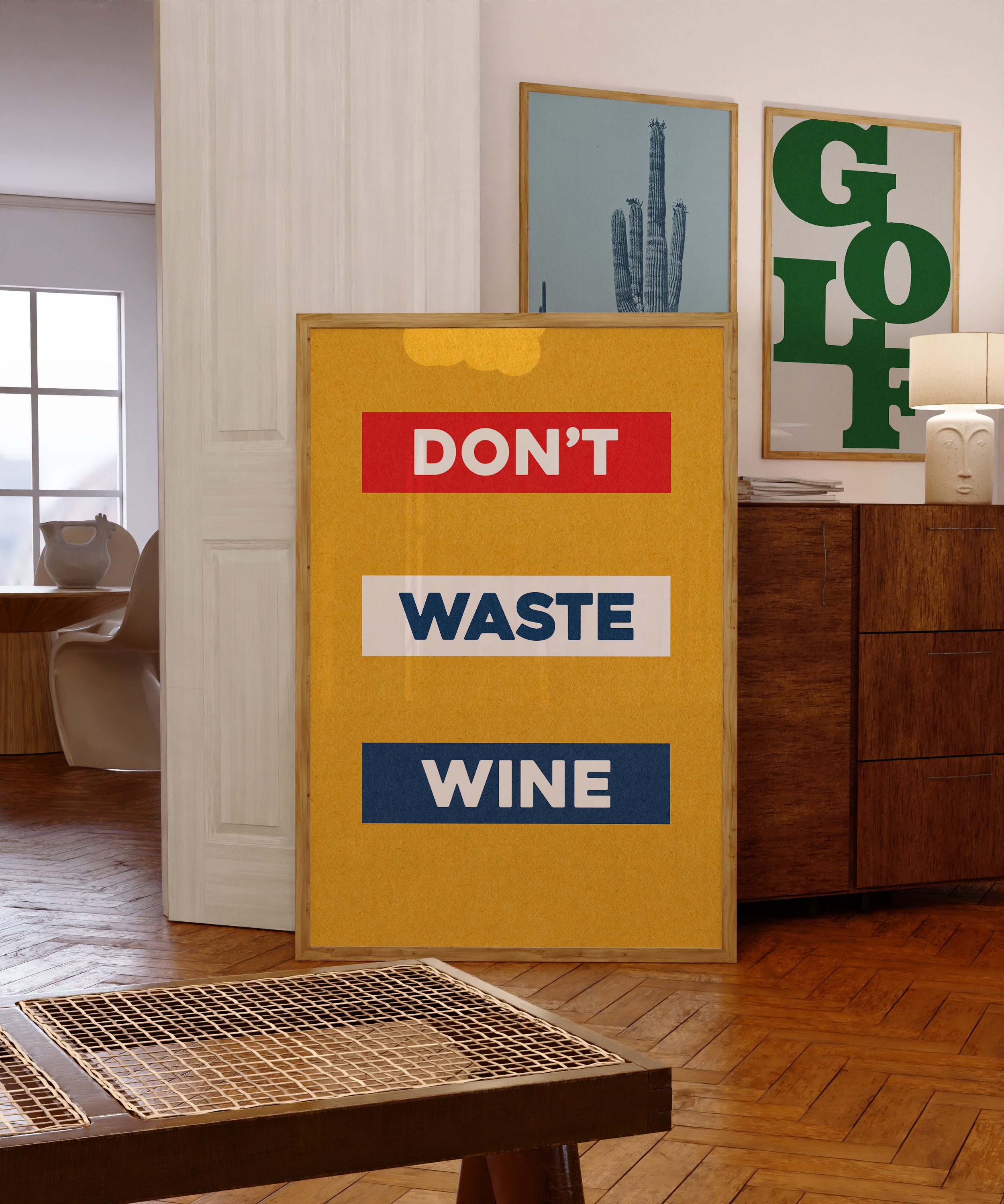 Don't Waste Wine Art Poster Print - Tejas Country Club