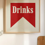 Bar Drinks Banner Tab Typography Square Art Print - Tejas Country Club