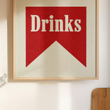 Bar Drinks Banner Tab Typography Square Art Print - Tejas Country Club