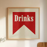 Bar Drinks Banner Tab Typography Square Art Print - Tejas Country Club