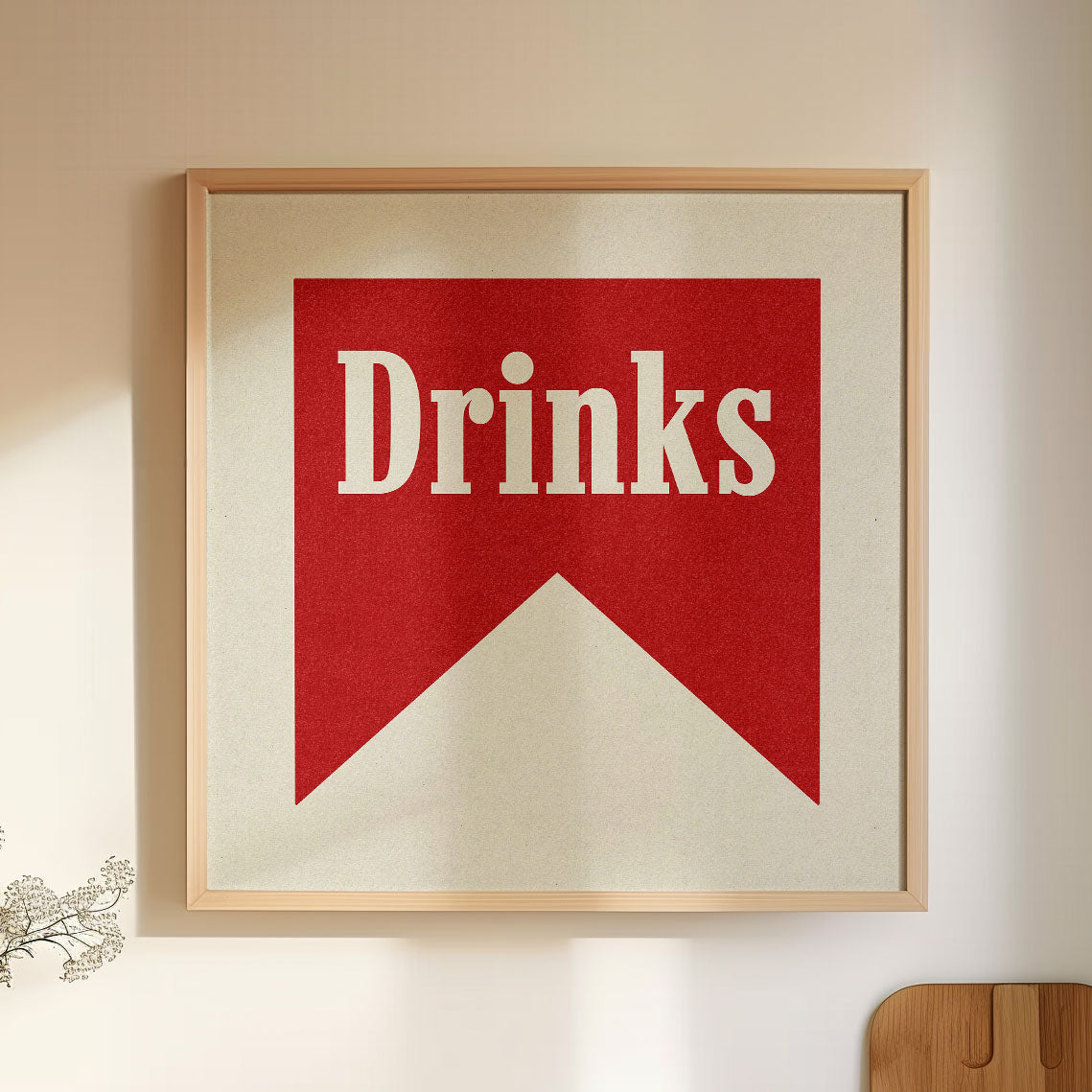 Bar Drinks Banner Tab Typography Square Art Print