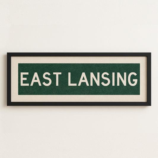 Framed East Lansing Green Bus Scroll - Tejas Country Club