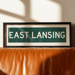 Framed East Lansing Green Bus Scroll - Tejas Country Club