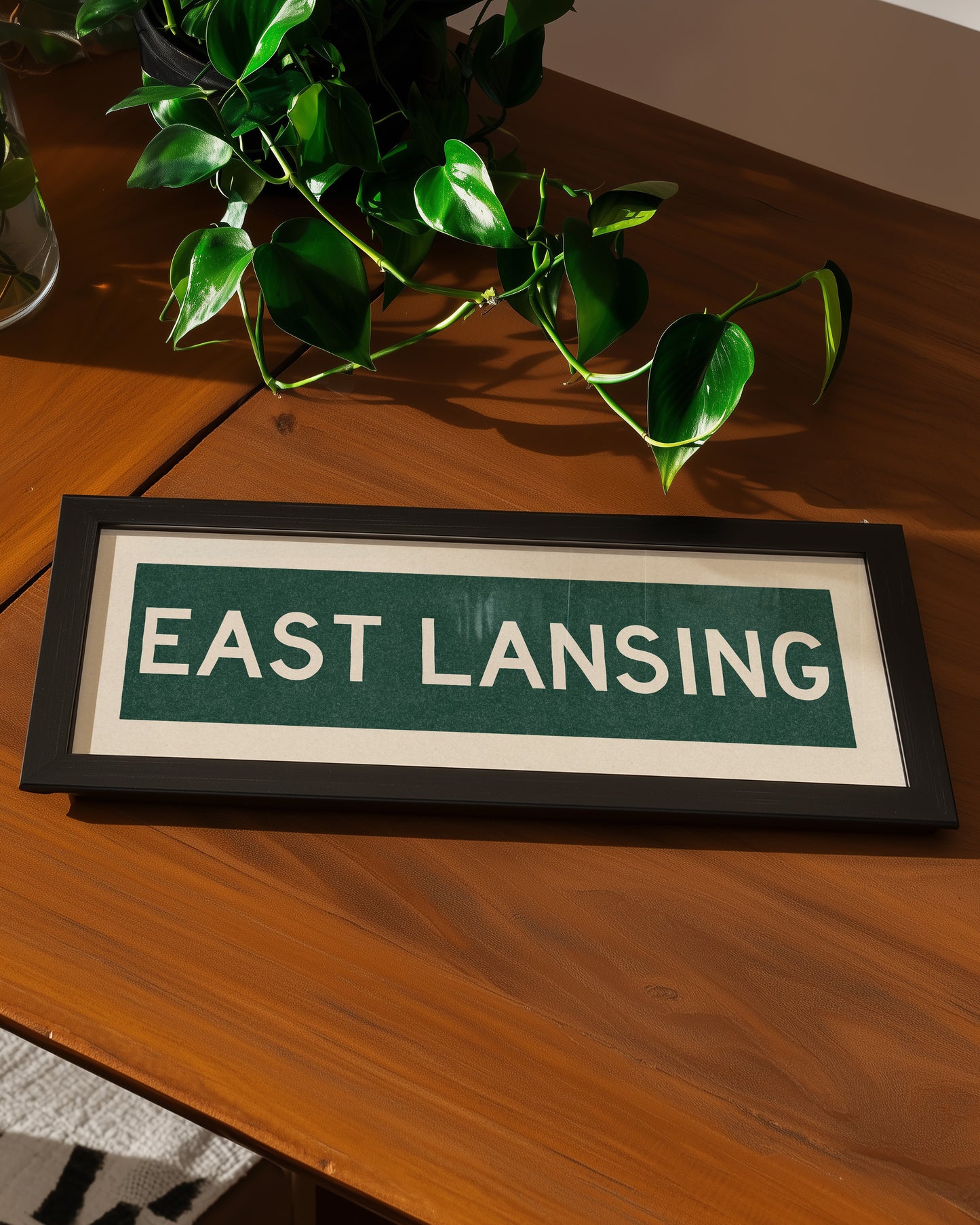 Framed East Lansing Green Bus Scroll - Tejas Country Club
