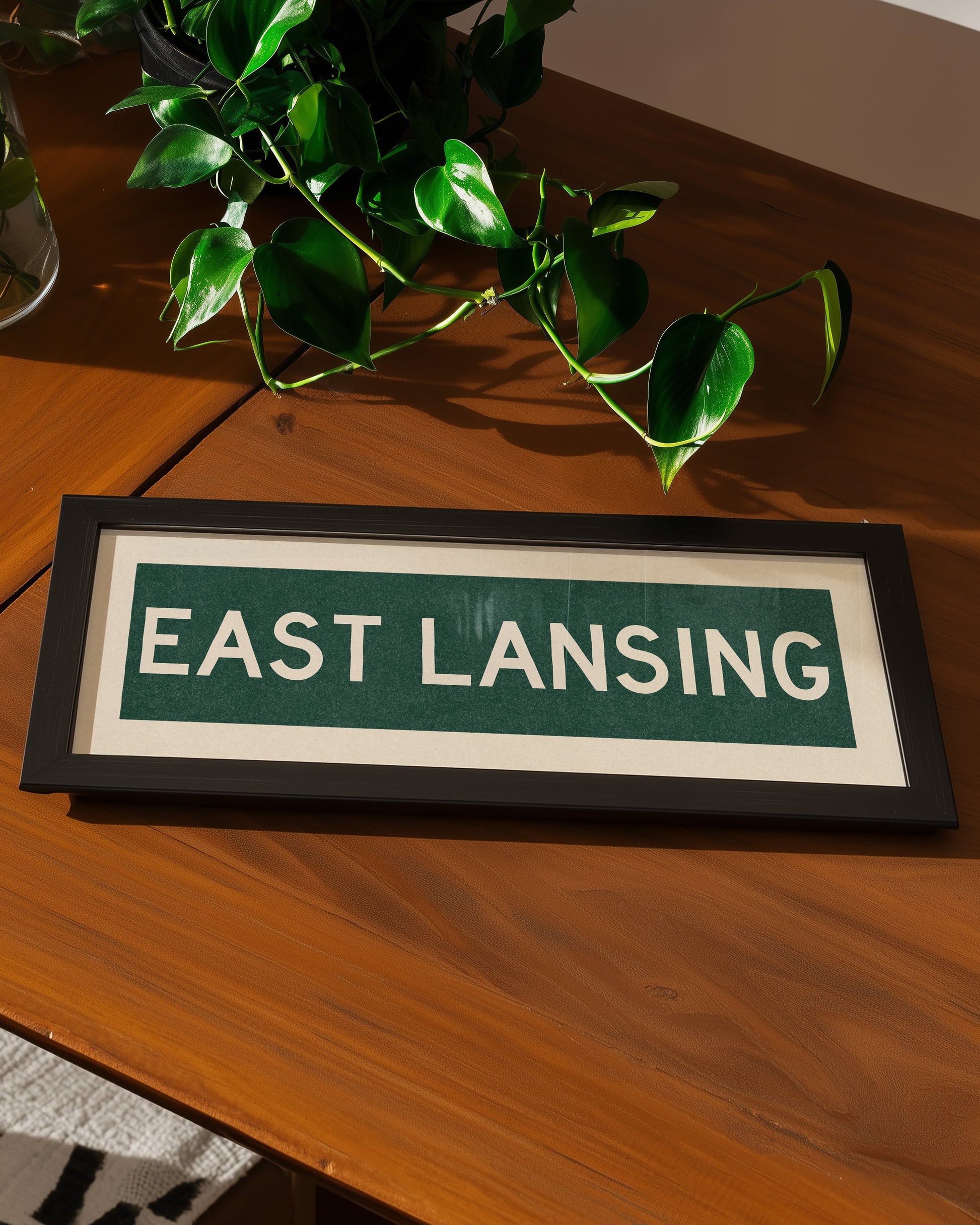 Framed East Lansing Green Bus Scroll - Tejas Country Club