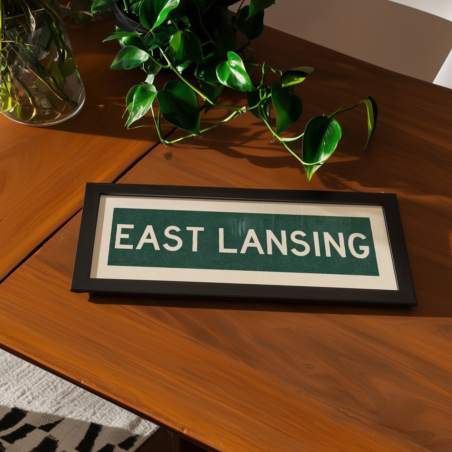 Framed East Lansing Green Bus Scroll - Tejas Country Club