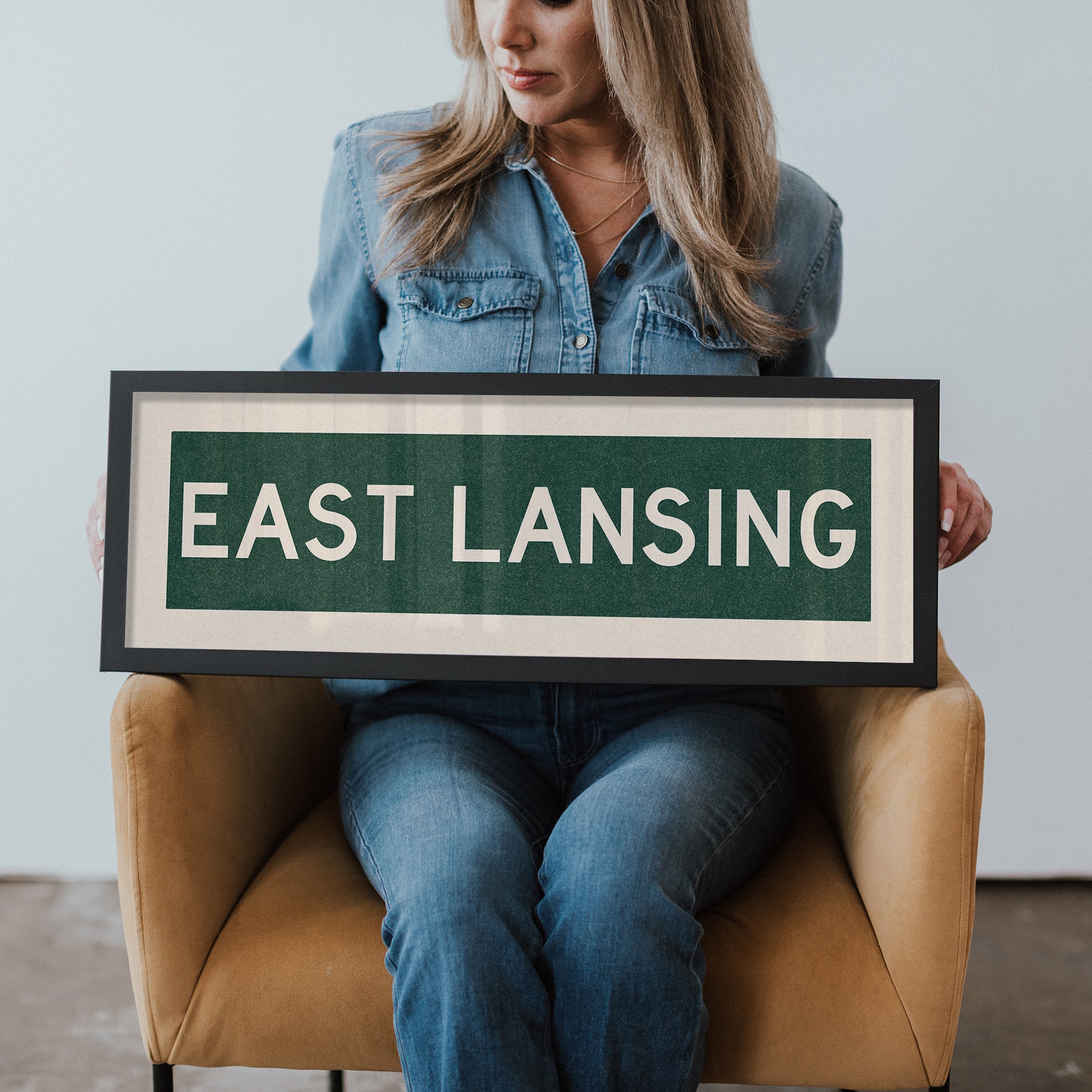 Framed East Lansing Green Bus Scroll - Tejas Country Club