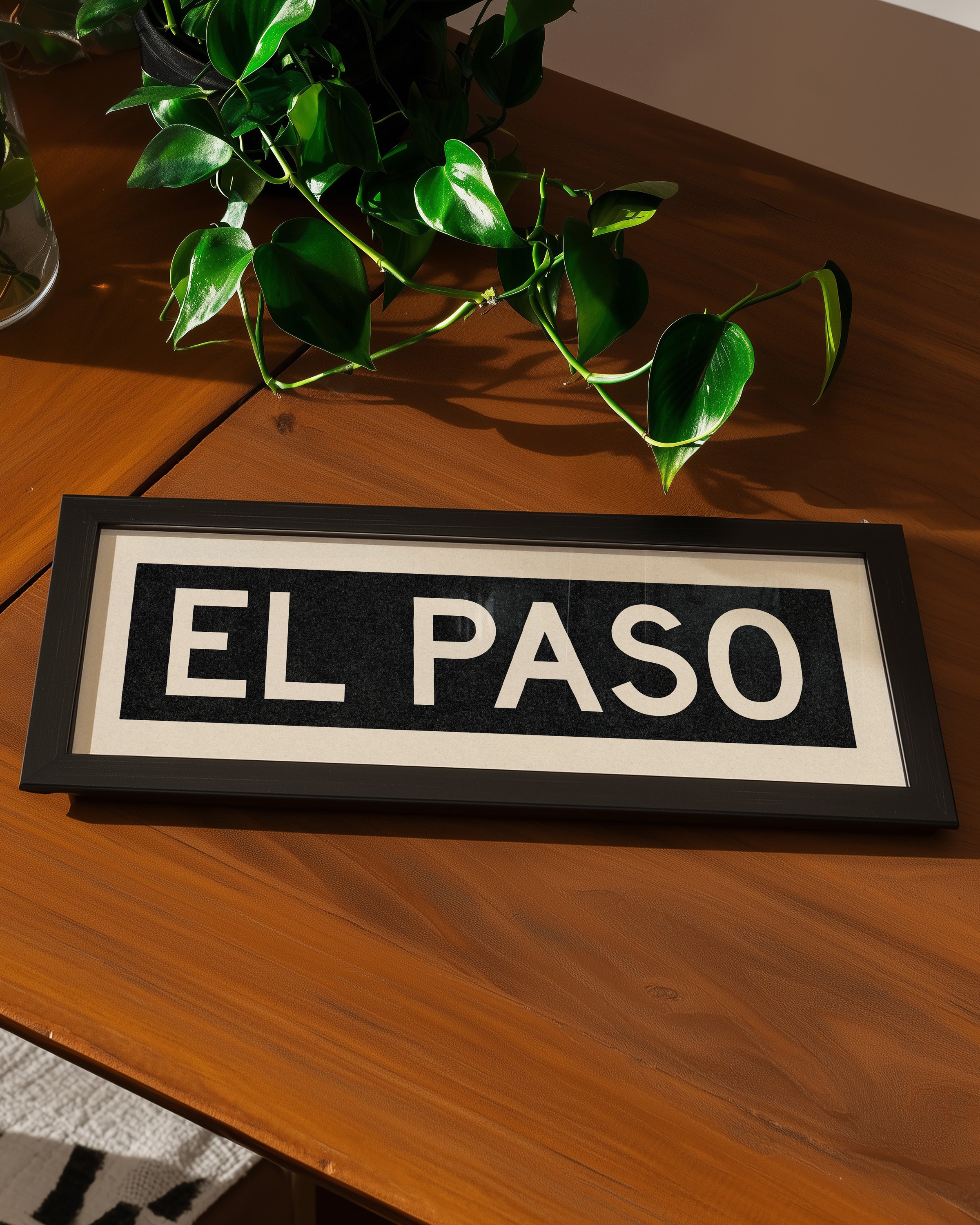Framed El Paso Bus Scroll Sign - Tejas Country Club