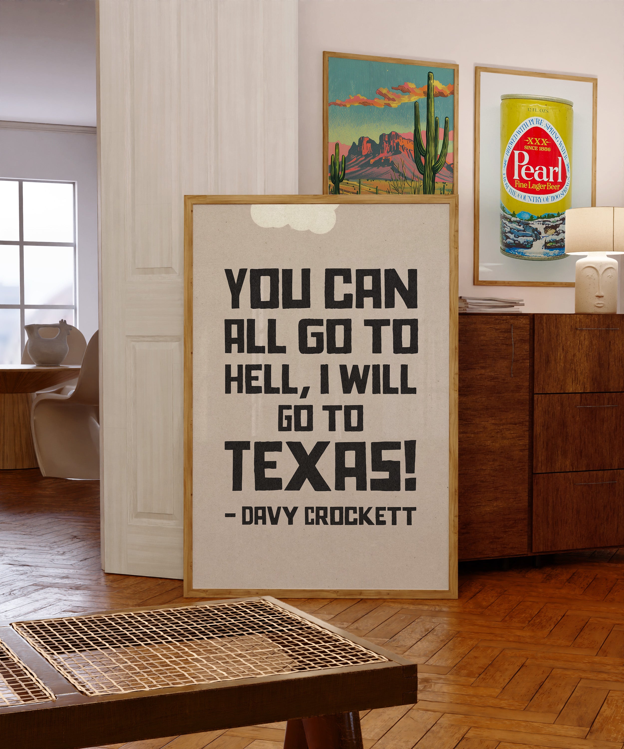 Going To Texas - Davy Crockett Quote White Art Print - Tejas Country Club