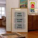 First Rodeo Ticket Stub Art Print Blue - Tejas Country Club