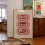 First Rodeo Ticket Stub Art Print Pink - Tejas Country Club