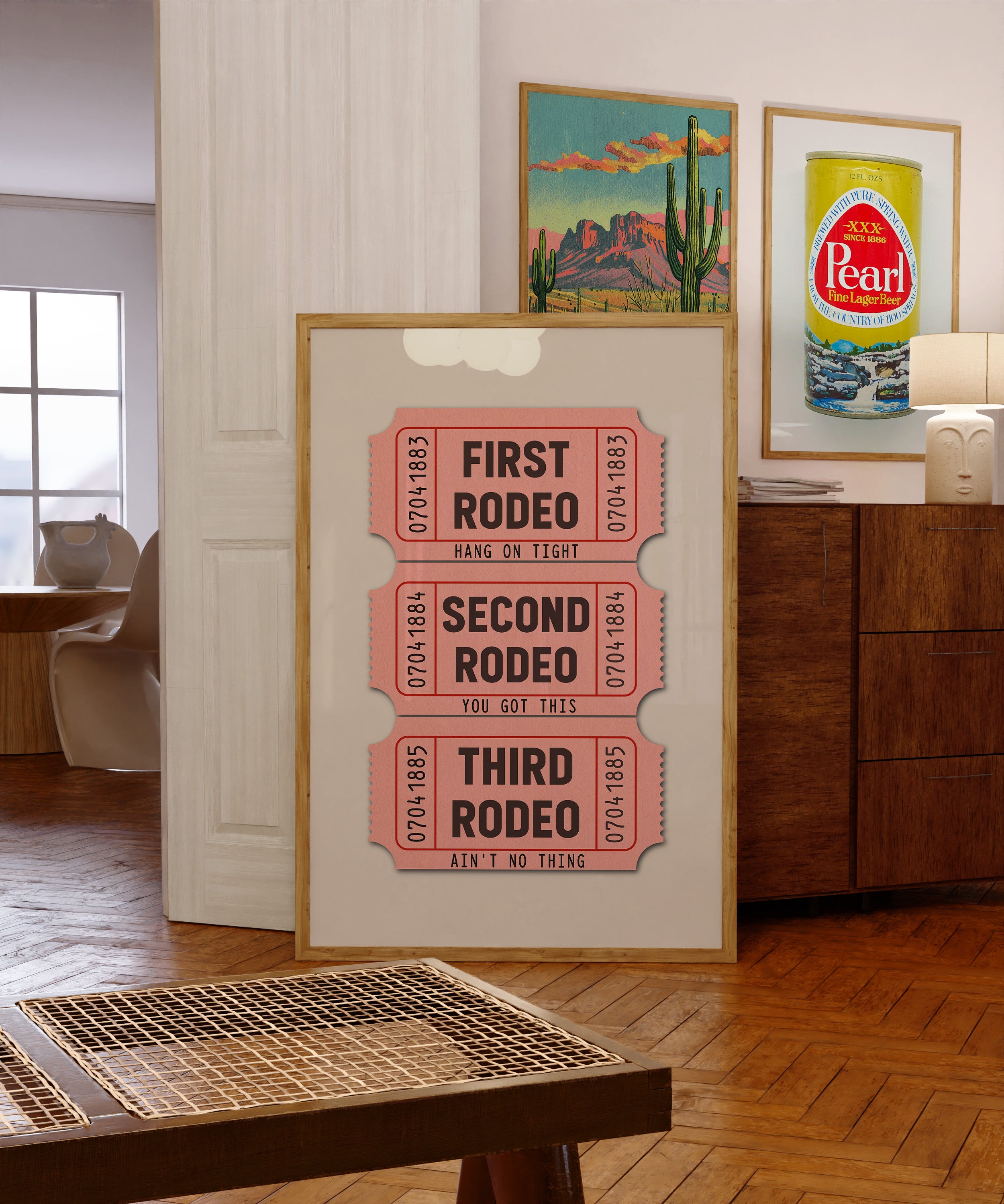 First Rodeo Ticket Stub Art Print Pink - Tejas Country Club