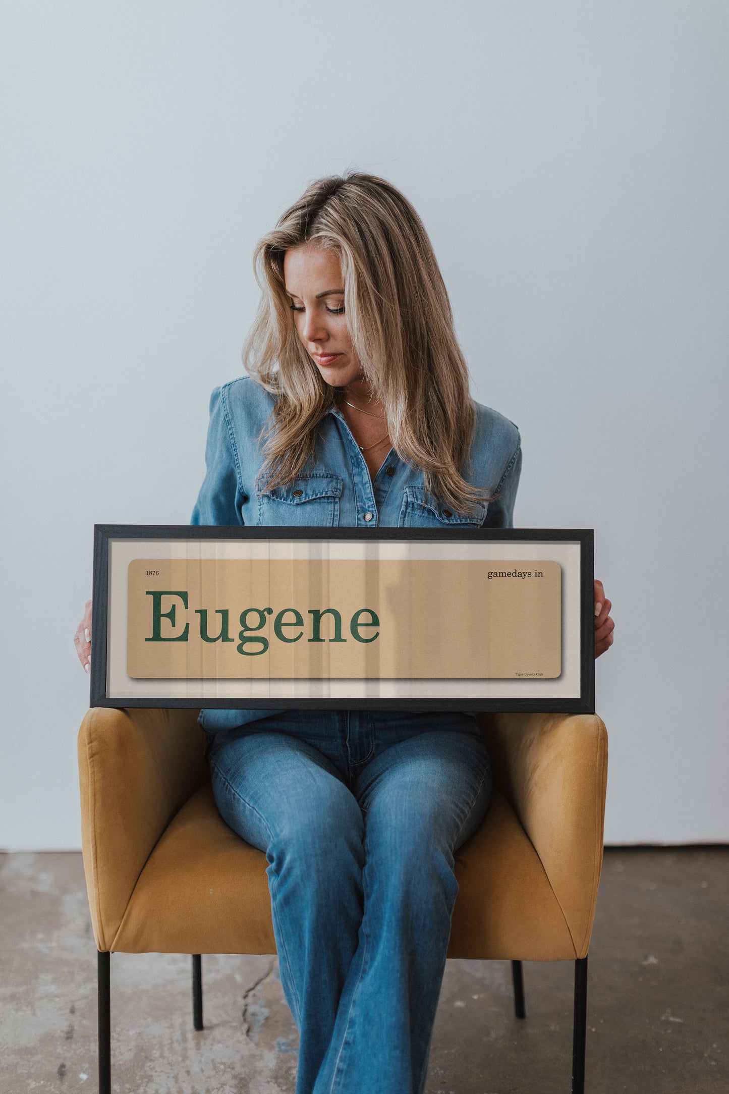 Gamedays in Eugene, Oregon Vintage Flash Card Framed Print - Tejas Country Club