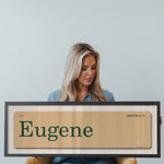 Gamedays in Eugene, Oregon Vintage Flash Card Framed Print - Tejas Country Club