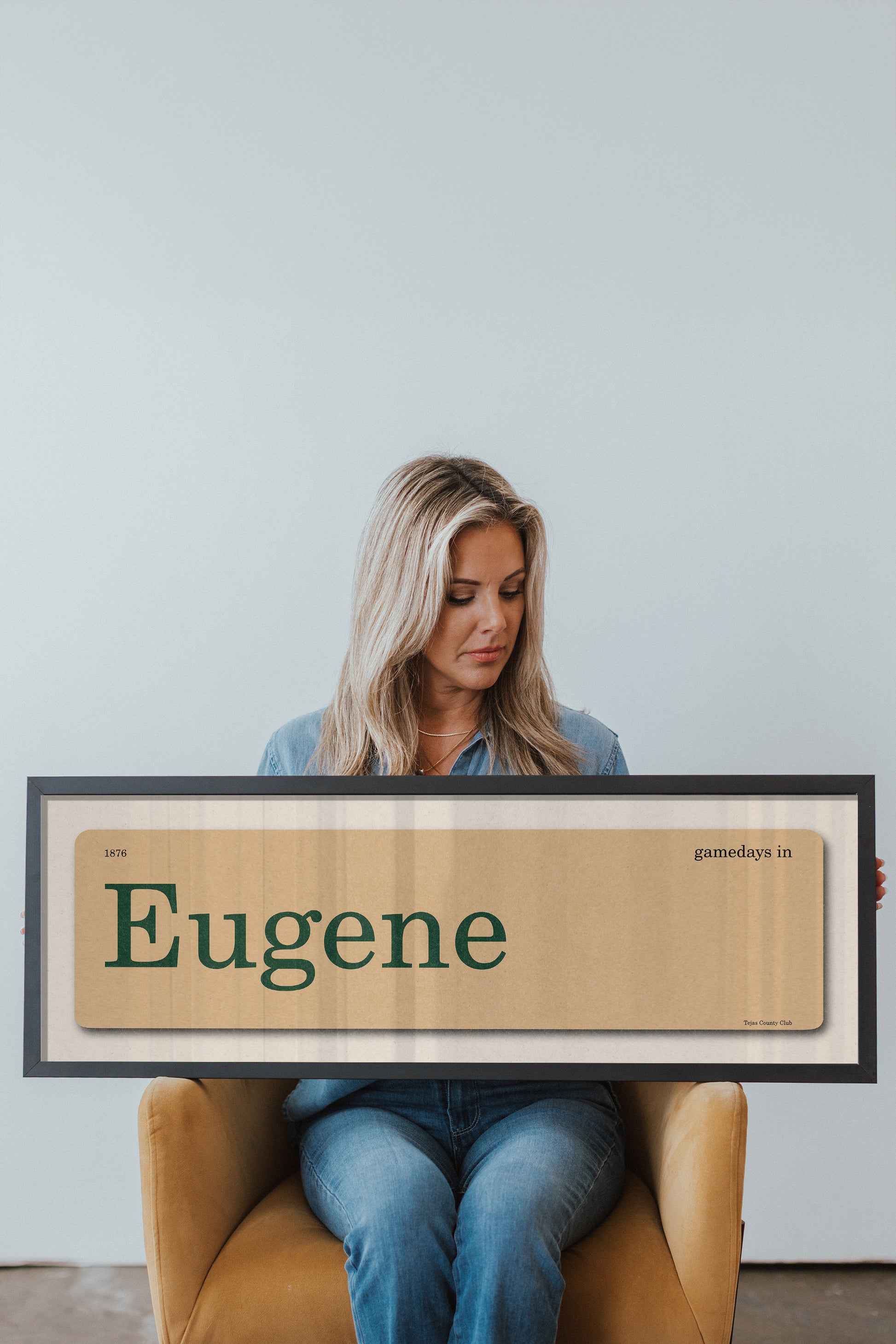 Gamedays in Eugene, Oregon Vintage Flash Card Framed Print - Tejas Country Club