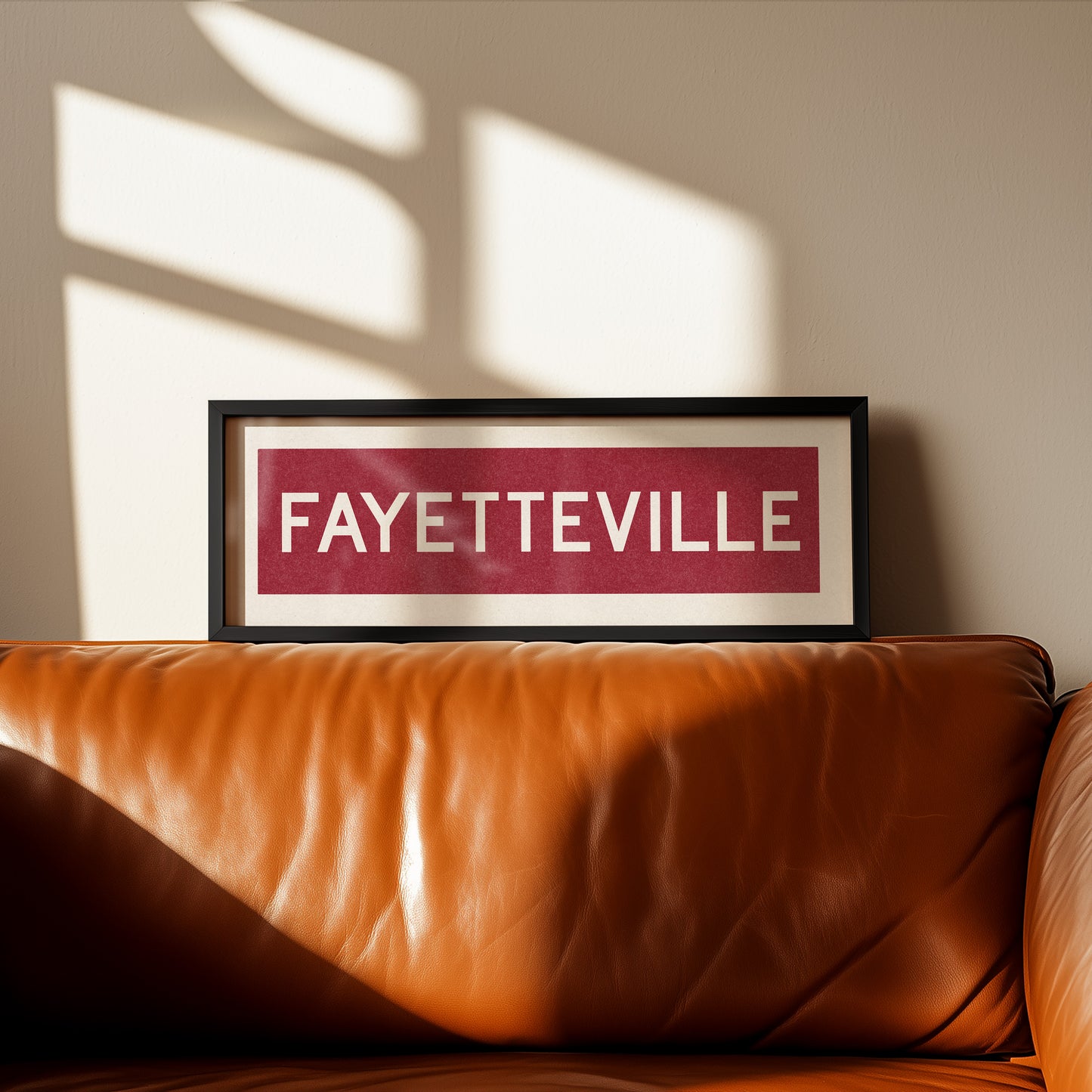 Framed Fayetteville Red Bus Scroll