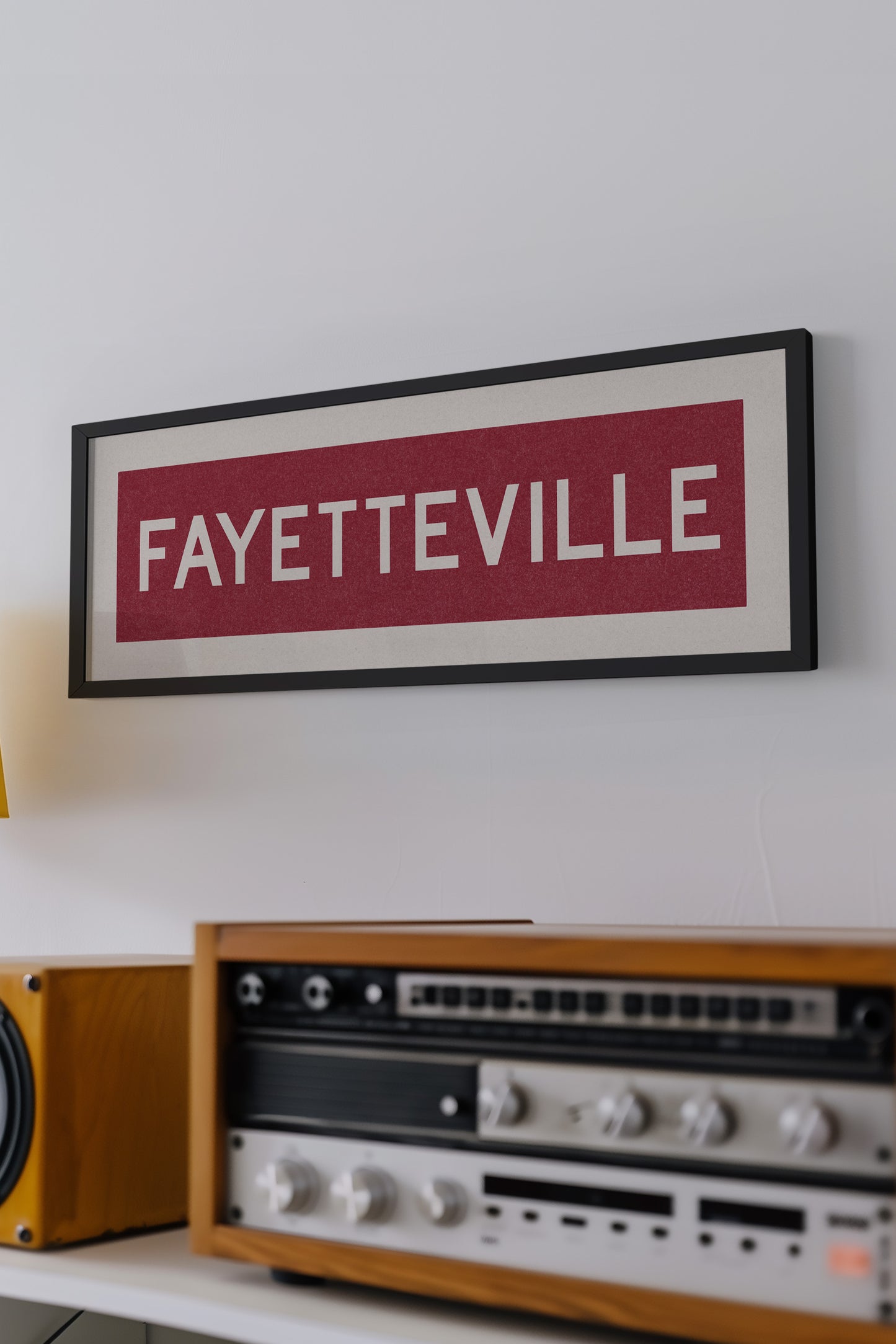 Framed Fayetteville Red Bus Scroll