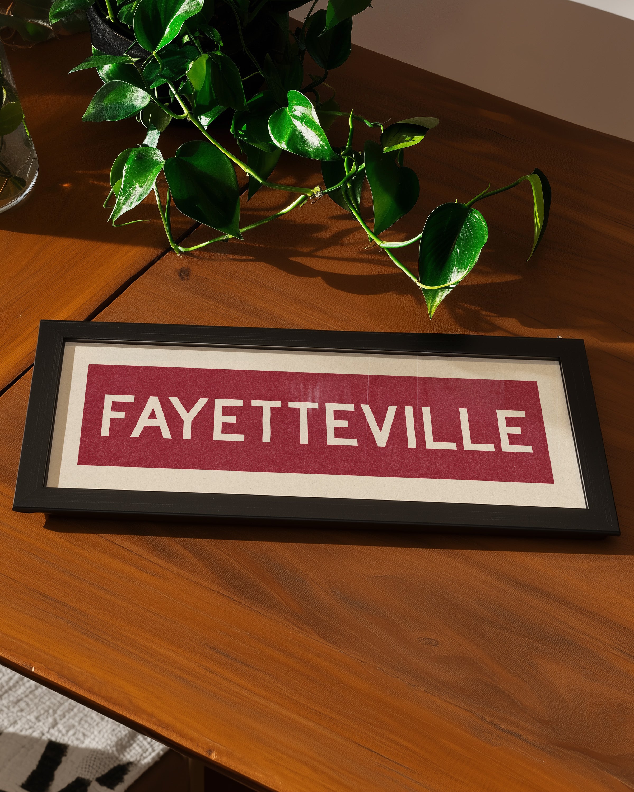 Framed Fayetteville Red Bus Scroll - Tejas Country Club