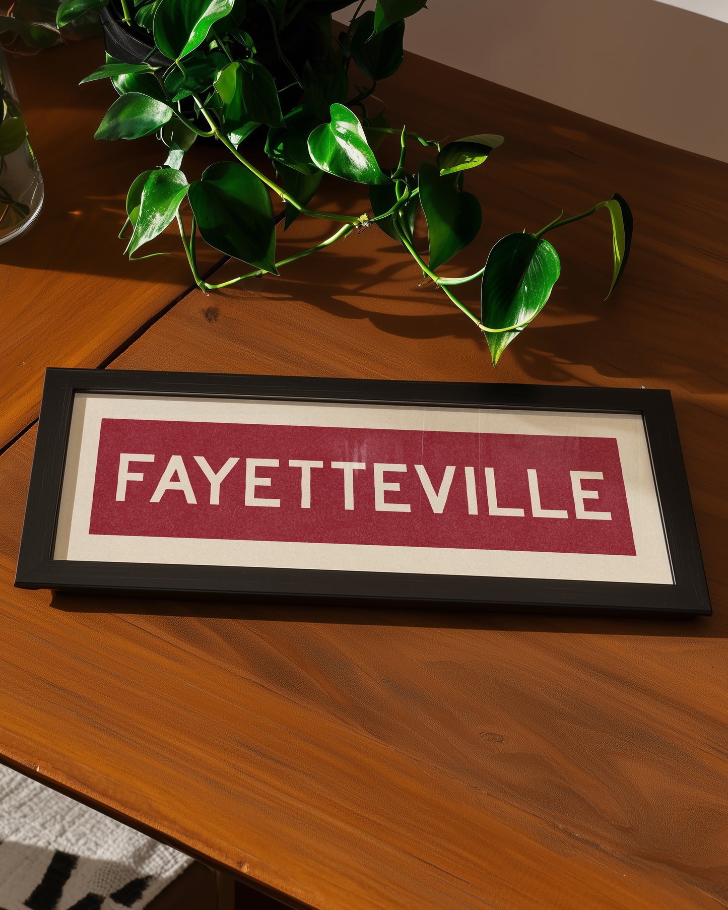 Framed Fayetteville Red Bus Scroll