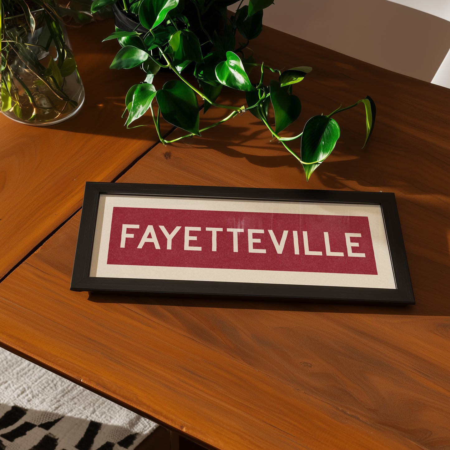Framed Fayetteville Red Bus Scroll