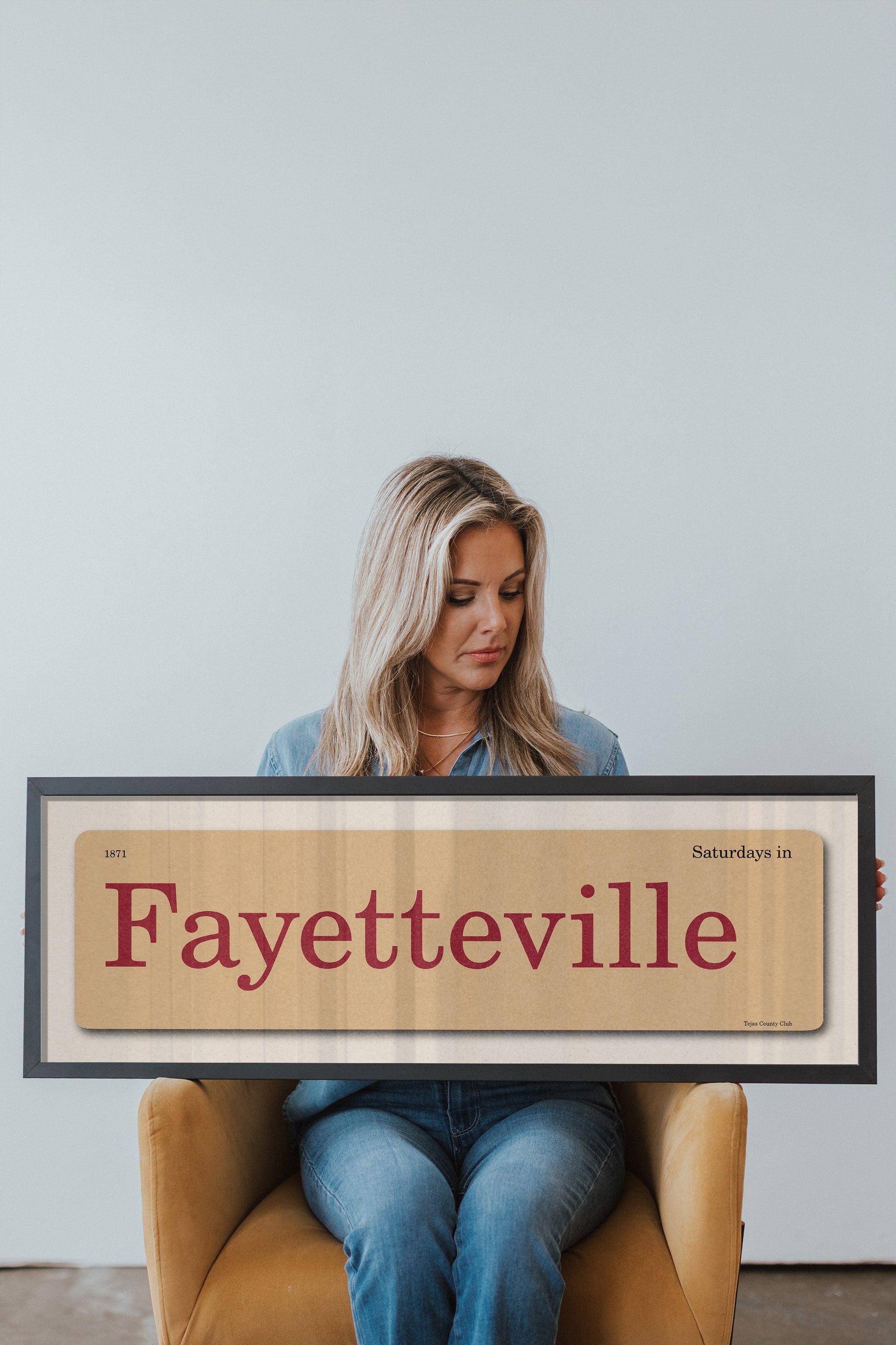 Saturdays in Fayetteville, Arkansas Vintage Flash Card Framed Print - Tejas Country Club