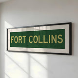 Framed Fort Collins Green and Gold Bus Scroll - Tejas Country Club