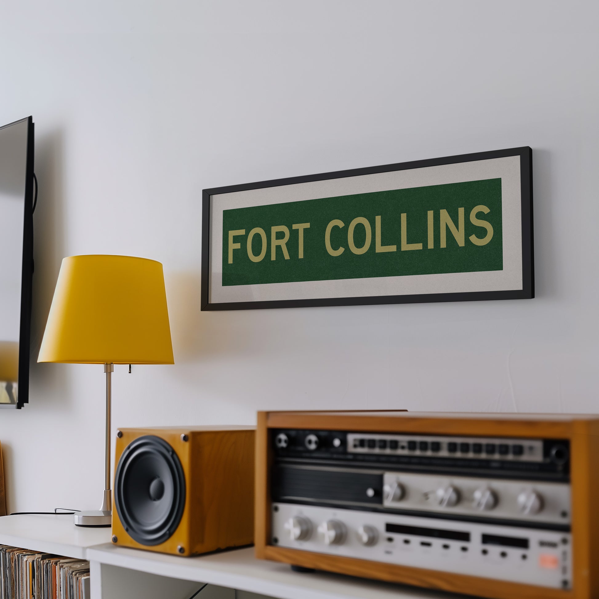 Framed Fort Collins Green and Gold Bus Scroll - Tejas Country Club