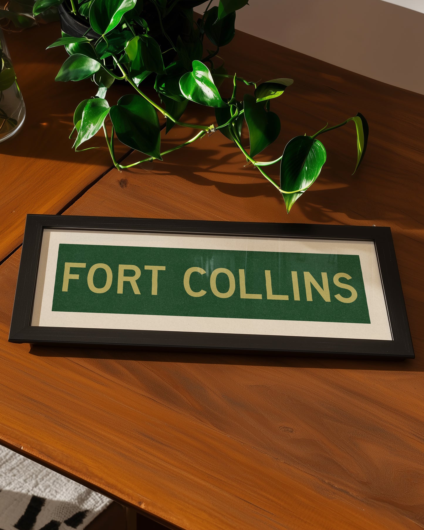 Framed Fort Collins Green and Gold Bus Scroll - Tejas Country Club
