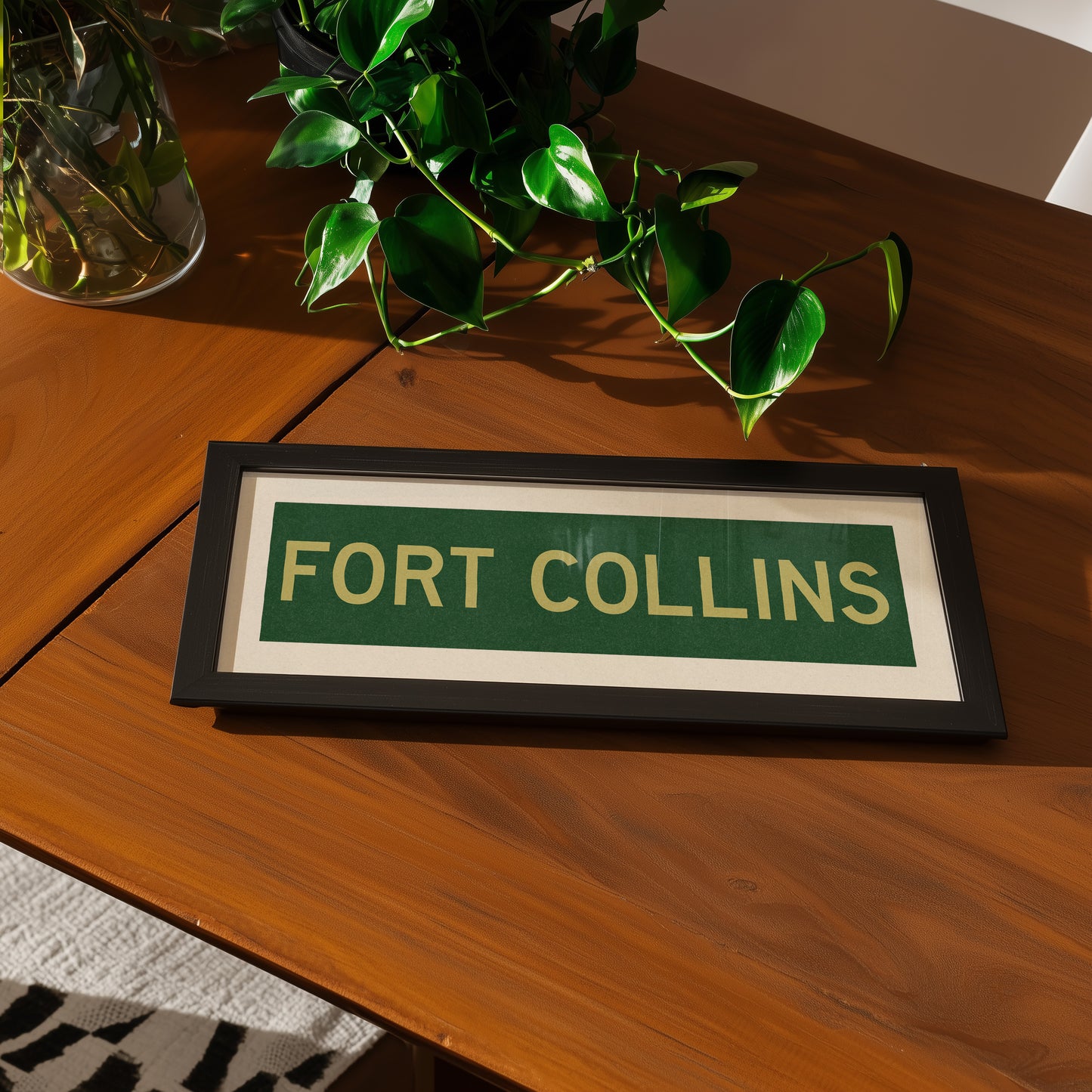 Framed Fort Collins Green and Gold Bus Scroll - Tejas Country Club