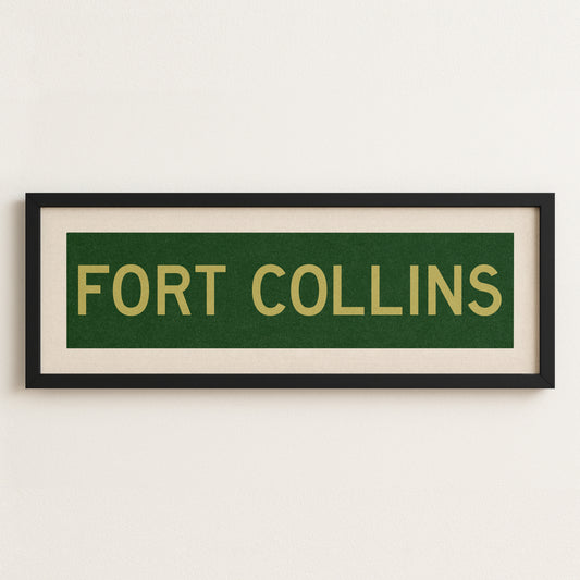 Framed Fort Collins Green and Gold Bus Scroll - Tejas Country Club